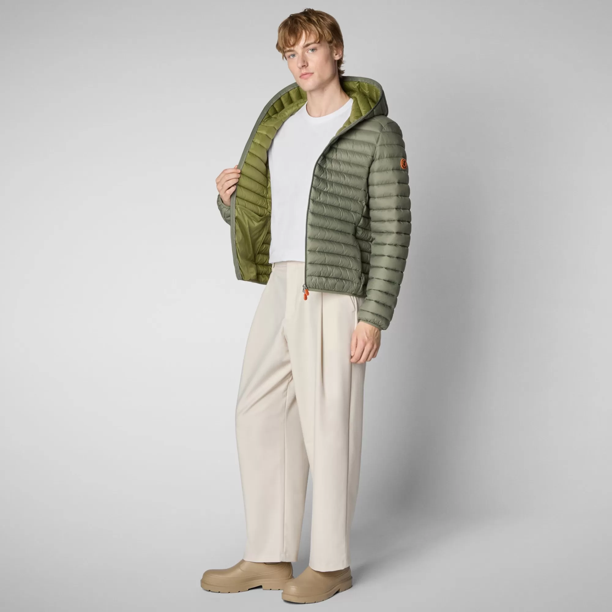 Homme Save The Duck Doudone à Capuche Donald Swamp Green Pour Homme