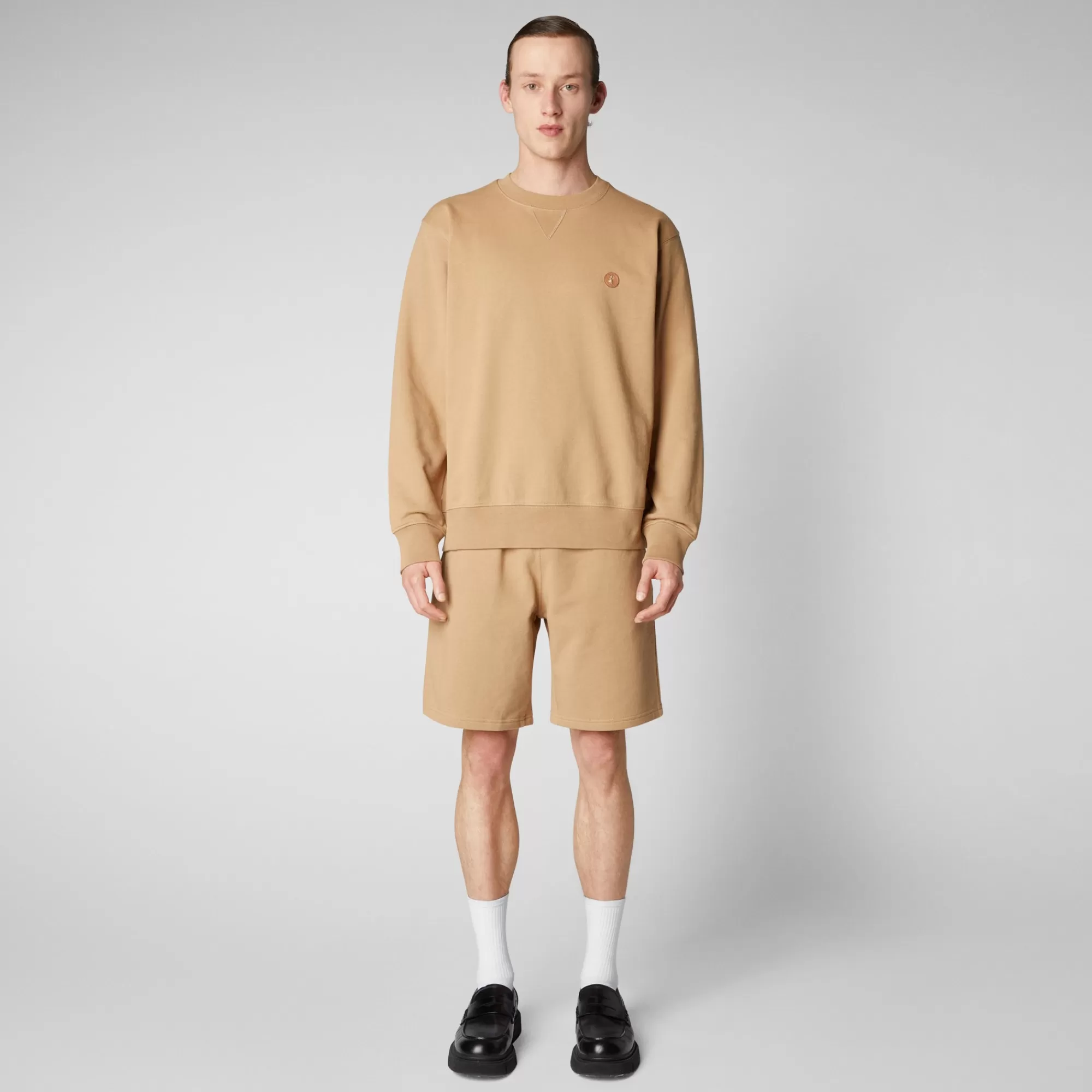 Homme Save The Duck Sweatshirt Silas Biscuit Beige Pour Homme